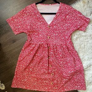 Small Amazon no brand v neck dress with pockets short sleeve buttons